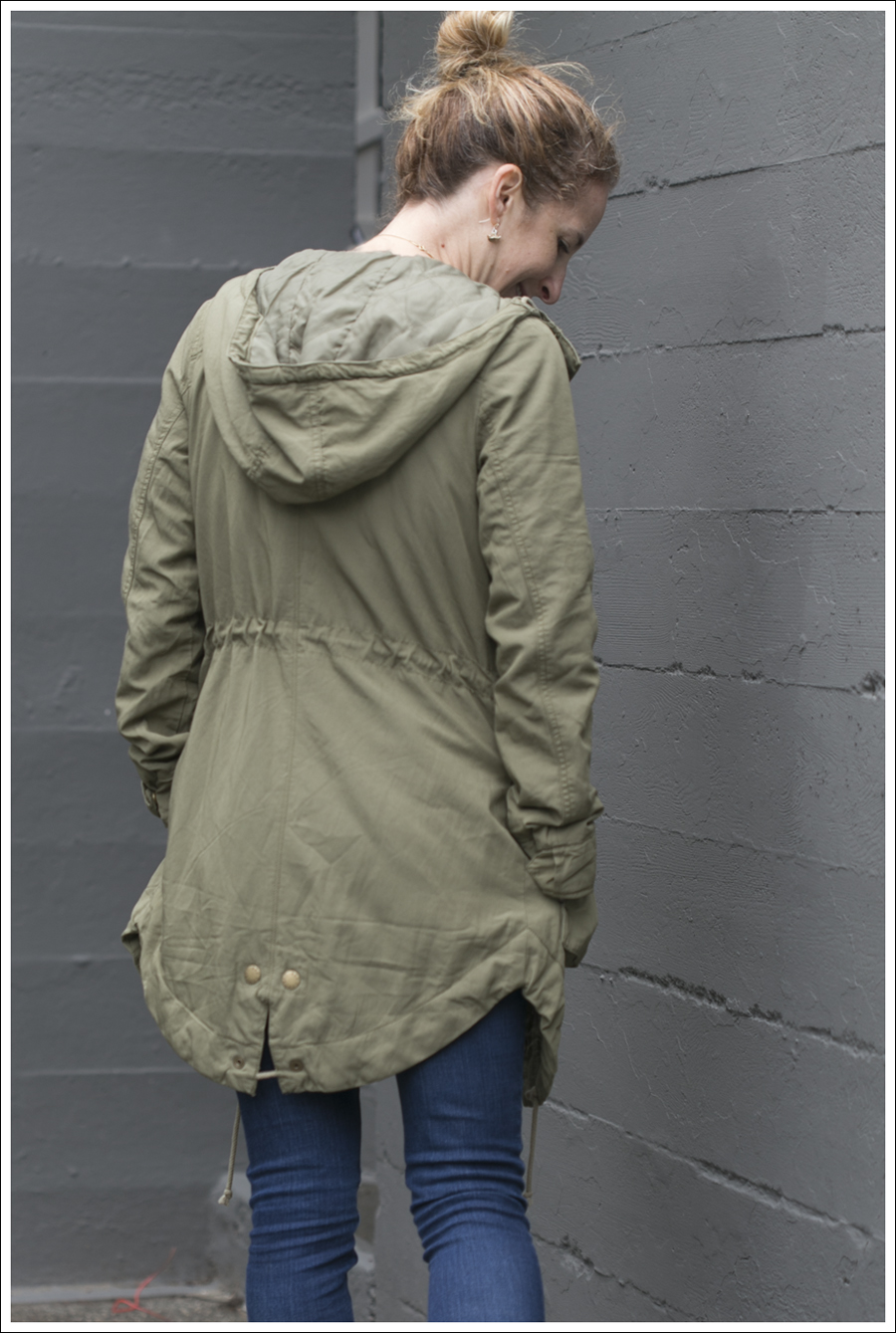 blog H&M Army coat J Brand Jeans Black Frye Harness Boots-3