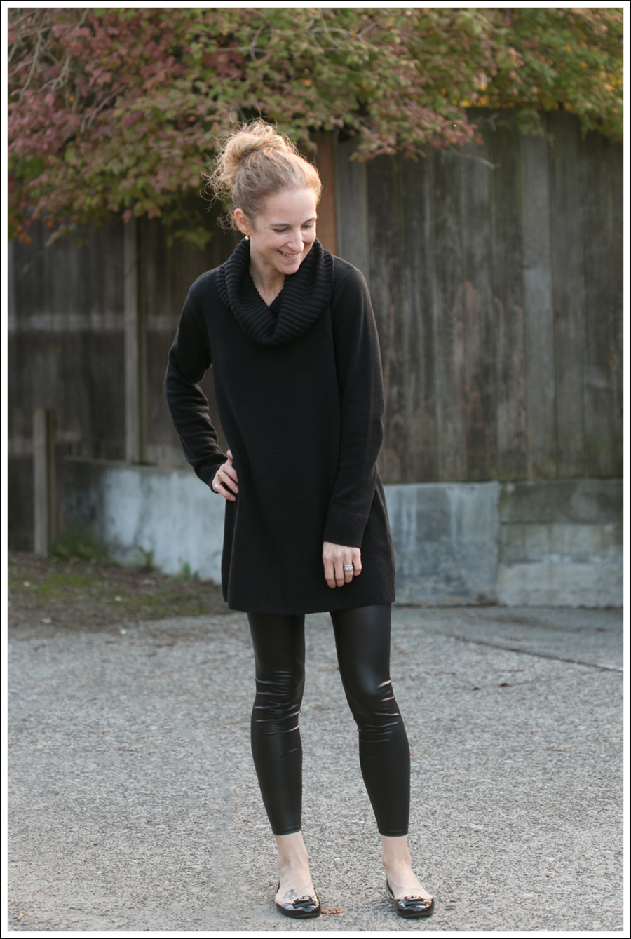 Blog Black HM Sweater Faux Leather Leggings-1