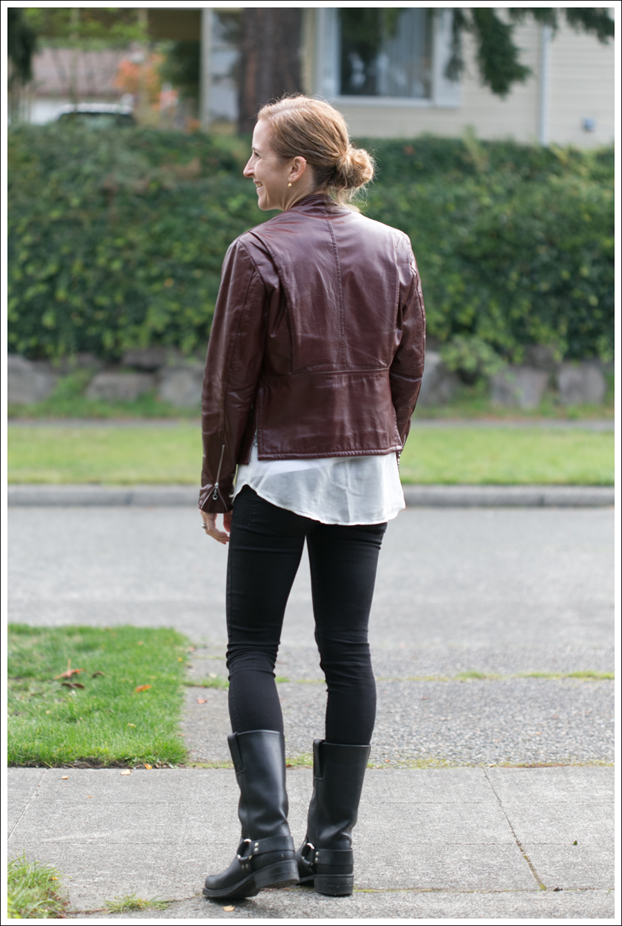 Blog Vintage Leather Jacket Black Blank Denim Frye Boots-2