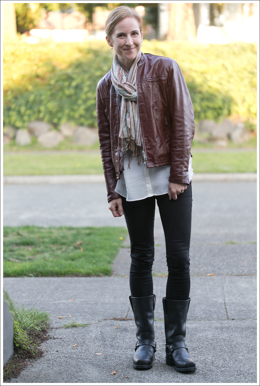 Blog Vintage Leather Jacket Black Blank Denim Frye Boots-7