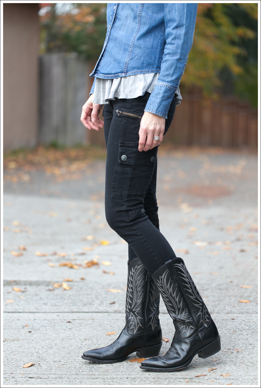 Blog Gap Denim Shirt Blank Cargo Skinny Pants Cowboy Boots-2