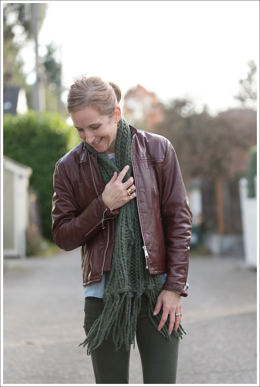 Blog Oxblood Leather Jacket Green BlackOrchid Jeans Frye Boots-2