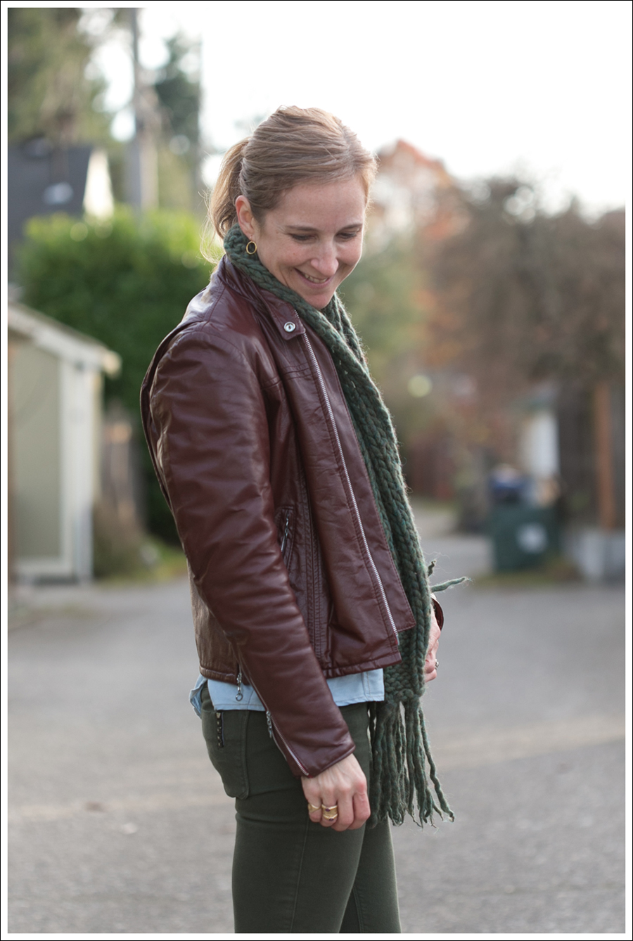 Blog Oxblood Leather Jacket Green BlackOrchid Jeans Frye Boots-4