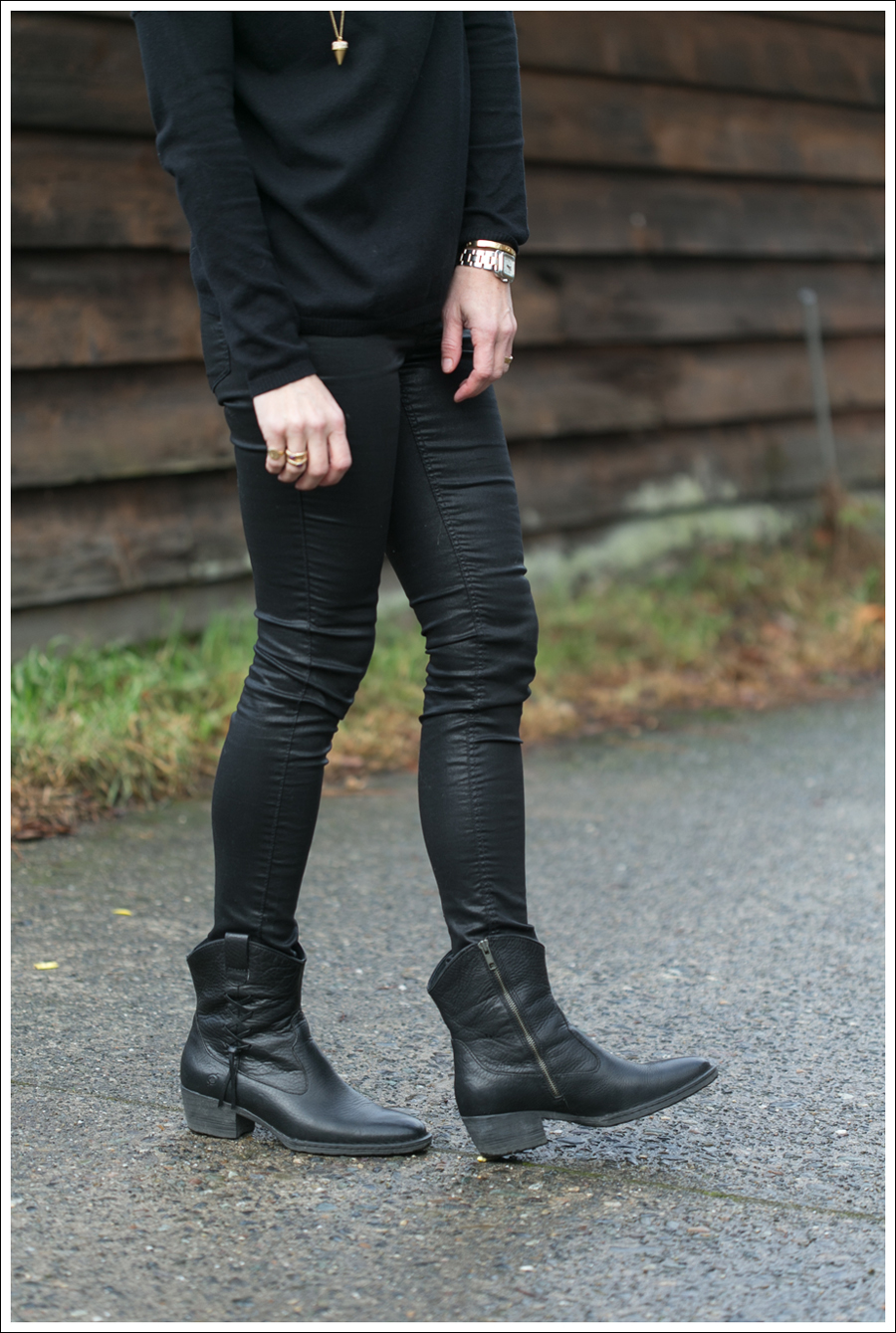 Blog Zara Sweater HM Faux Leather Pants Born Booties-4