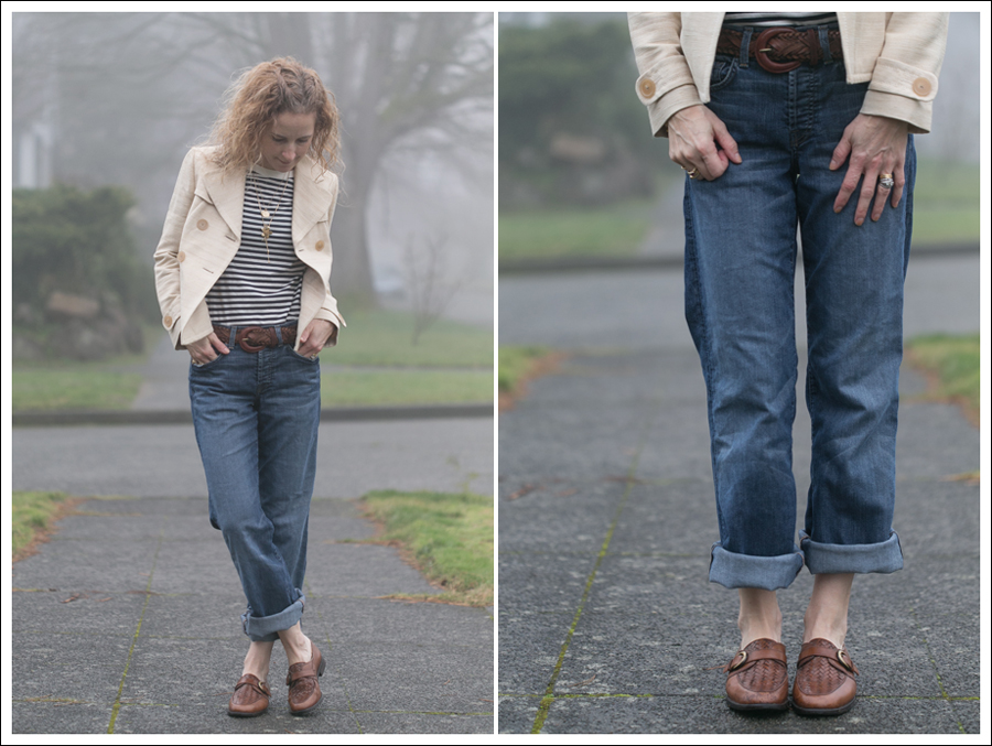 Blog 7FAM Boyfriend Zara Striped Tee Timberland Loafers-7