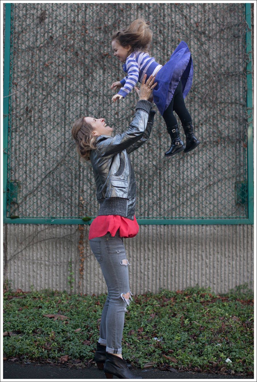 Blog Doma Leather Bomber Jacket BCBG Silk Tunic Current Elliott Destroyed Skinny Frye Booties-1