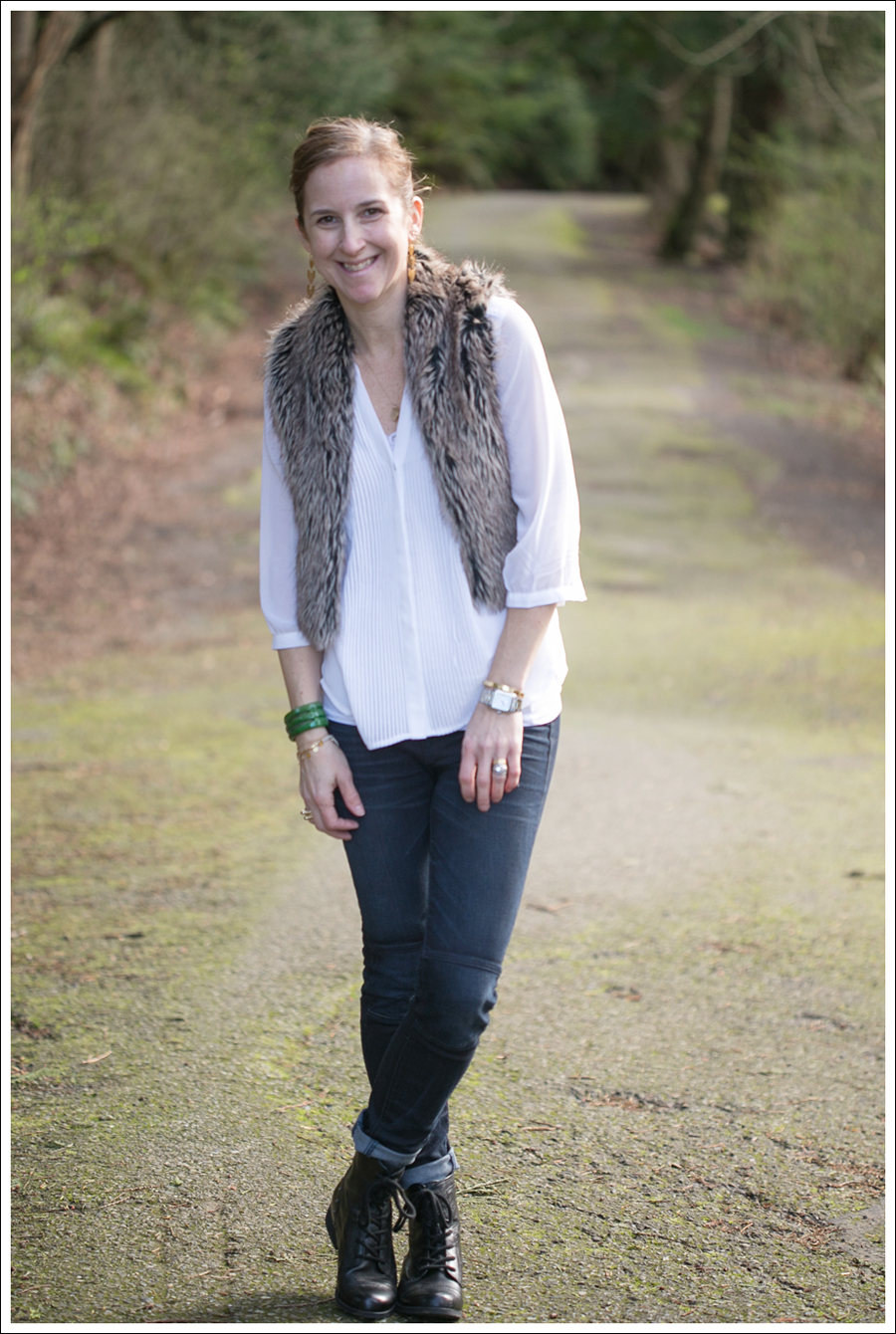 Blog Faux Fur Vest HM Top J Brand Moto Jeans StyleMint boots-2