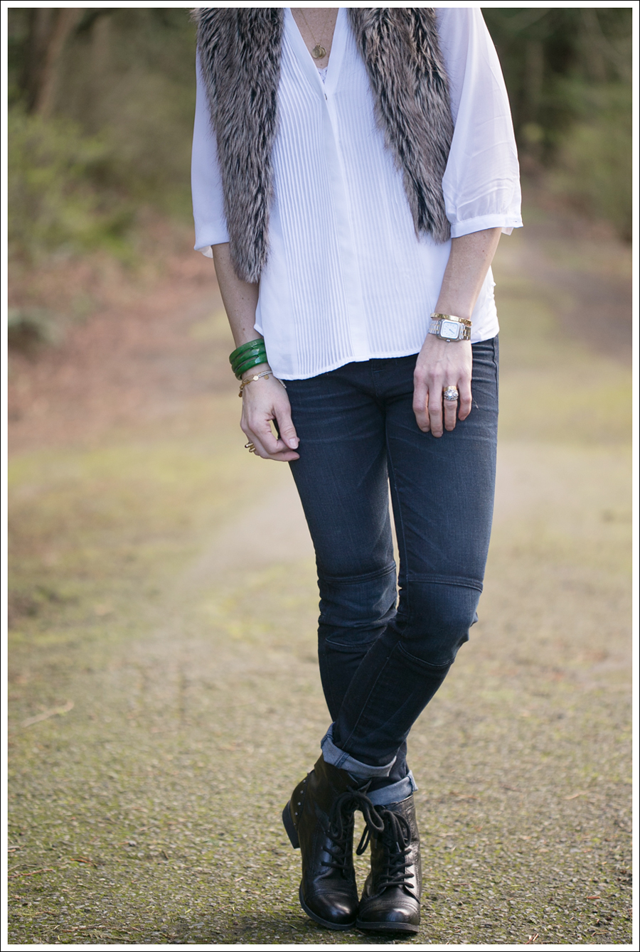 Blog Faux Fur Vest HM Top J Brand Moto Jeans StyleMint boots-3