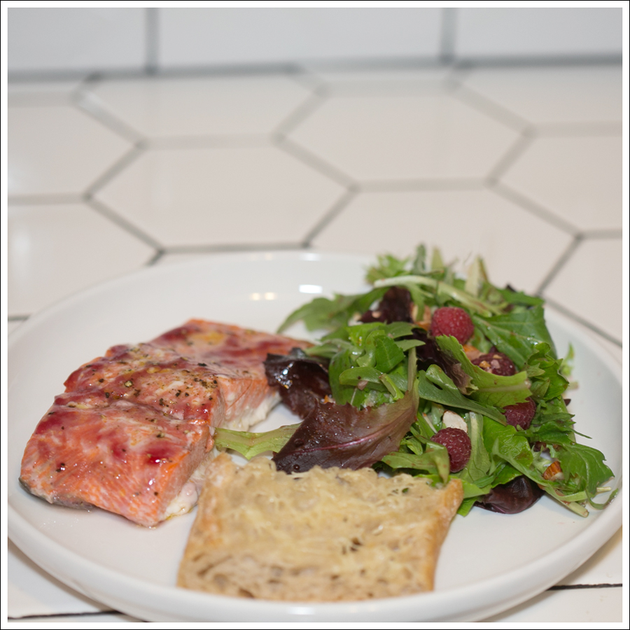 Blog Marionberry Salmon Truffle Cheese Bread Raspberry Almond Salad-1