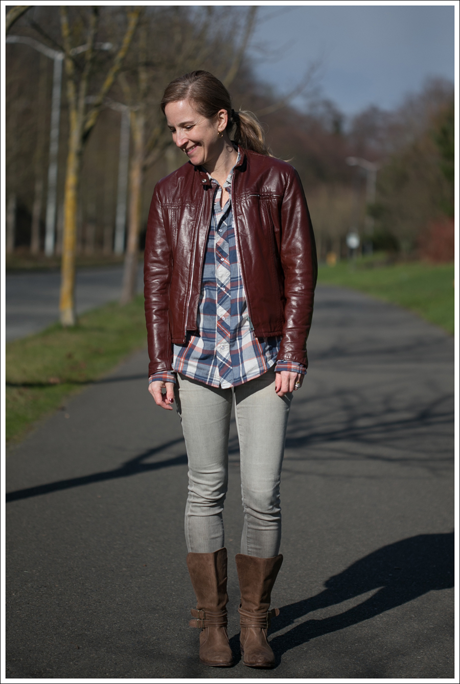 blog Vintage Leather Jacket Levis Plaid Top Goldsign Joie New Orleans Boots-4