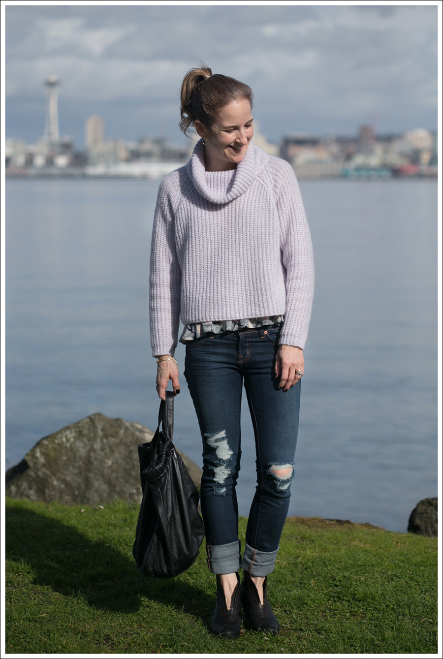 Blog Zara Sweater J Brand Destroyed Jeans Frye Booties-2