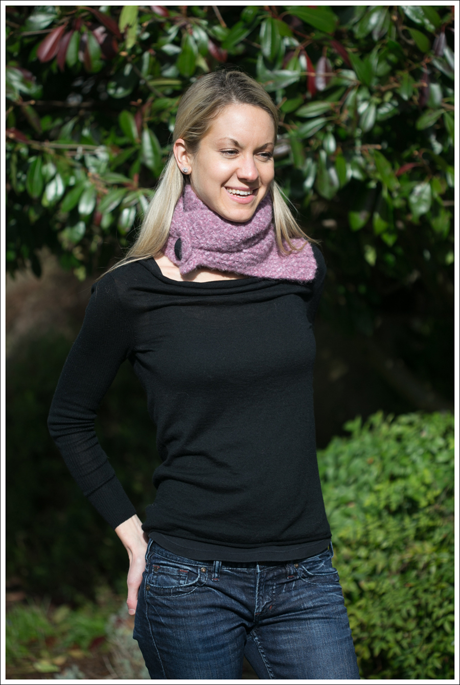 Blog Black Outfit with Pink Scarf-1