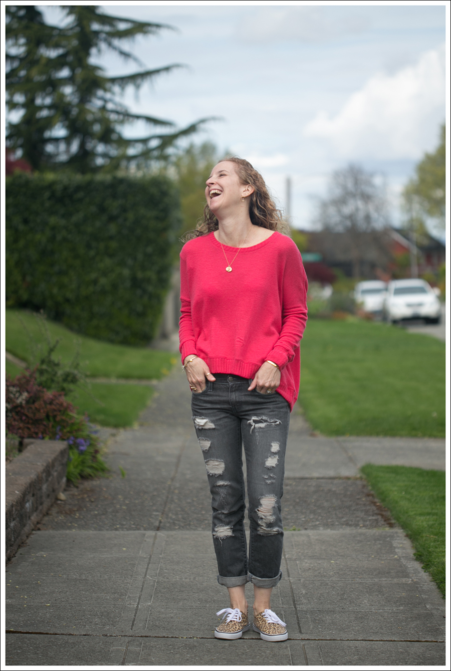 Blog Heather Coral Back Zip Ripped Levis HM Leopard Shoes-1