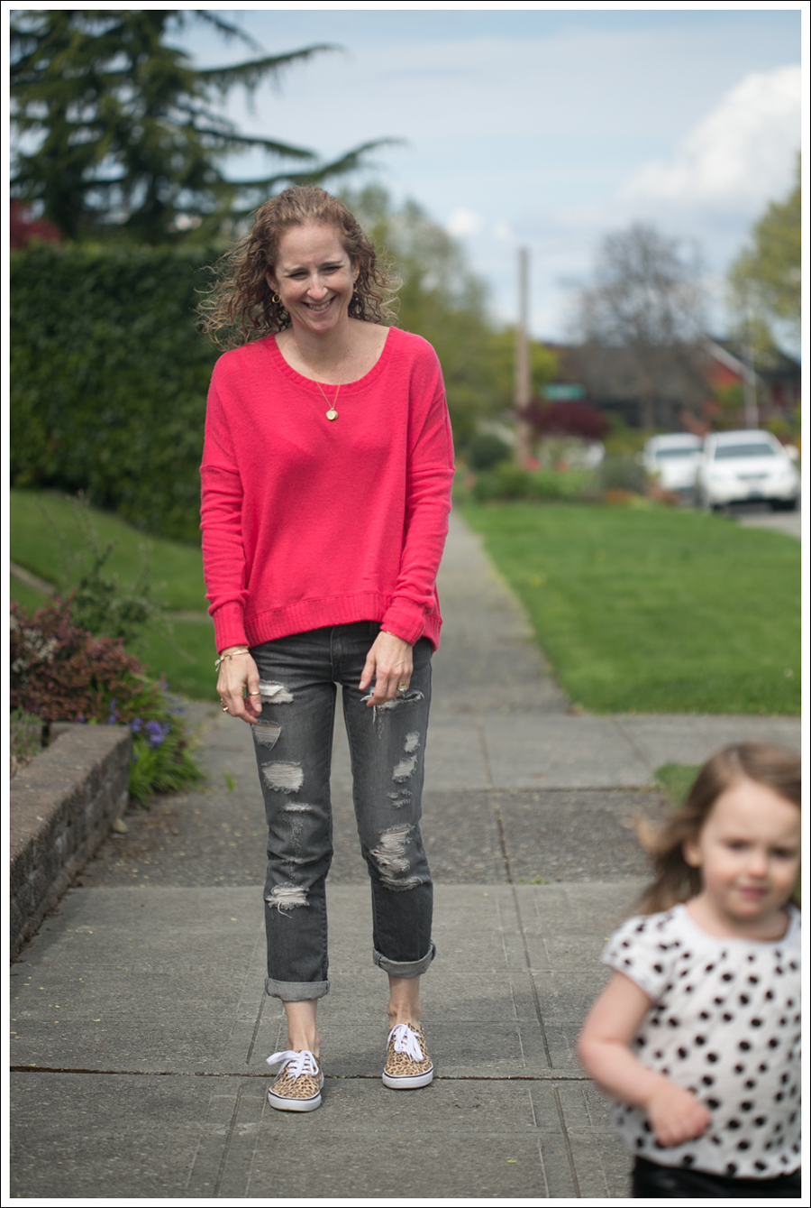 Blog Heather Coral Back Zip Ripped Levis HM Leopard Shoes-2