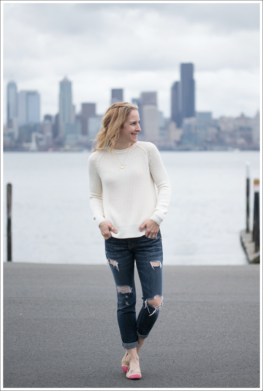 Blog Zara Button Back Sweater Destroyed Current Elliott Crop Skinny Leifnotes Flats-1