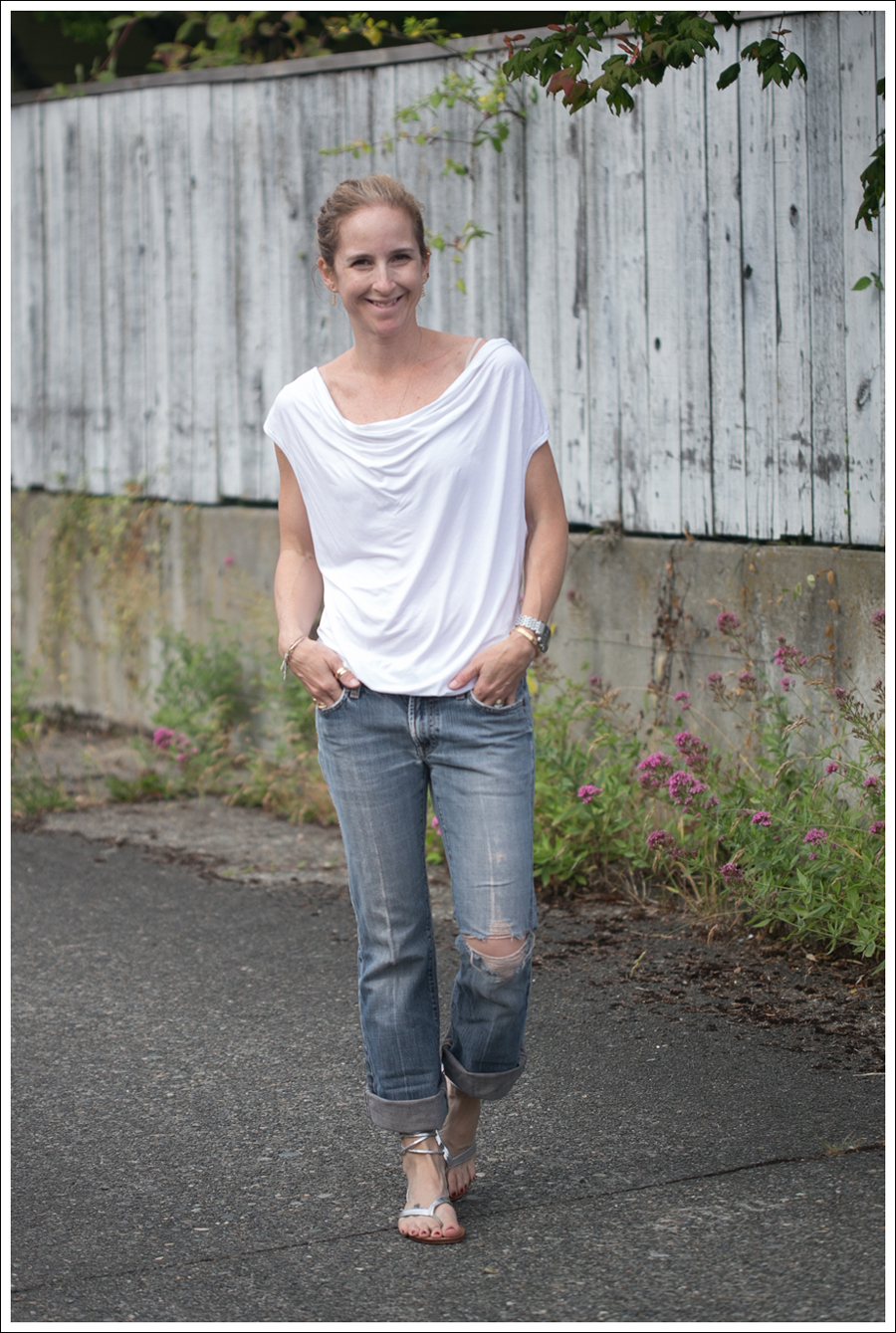 Blog 3 Dots Cowl Neck Destroyed 7FAM Mystique Silver Wrap Sandals-1