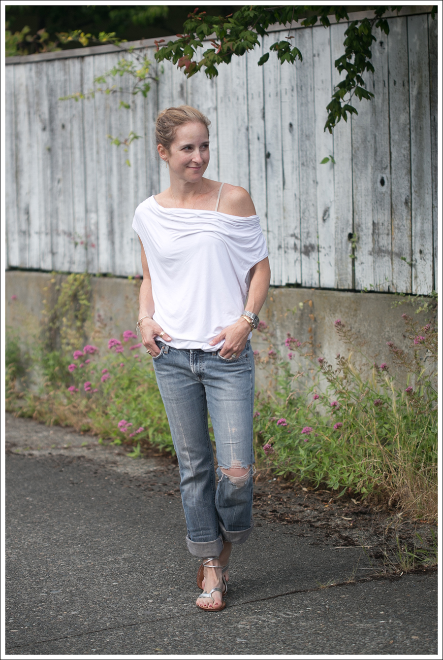 Blog 3 Dots Cowl Neck Destroyed 7FAM Mystique Silver Wrap Sandals-2