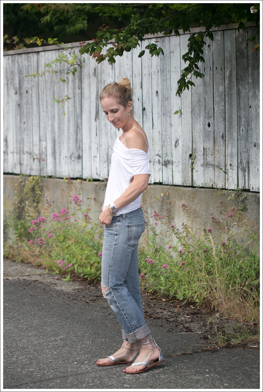 Blog 3 Dots Cowl Neck Destroyed 7FAM Mystique Silver Wrap Sandals-3