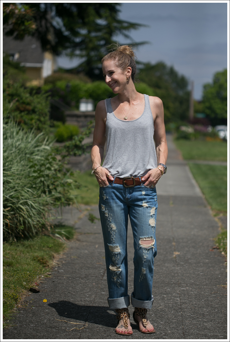 Blog HM Tank Blank NYC Shredded Wheat Boyfriend MIA leopard sandals-1