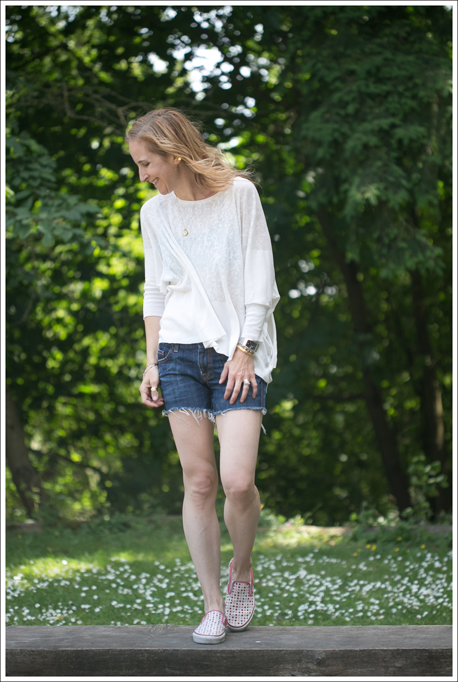 Blog Zara Swing Tee Citizend Of Humanity Cut offs Polka Dot Vans-1