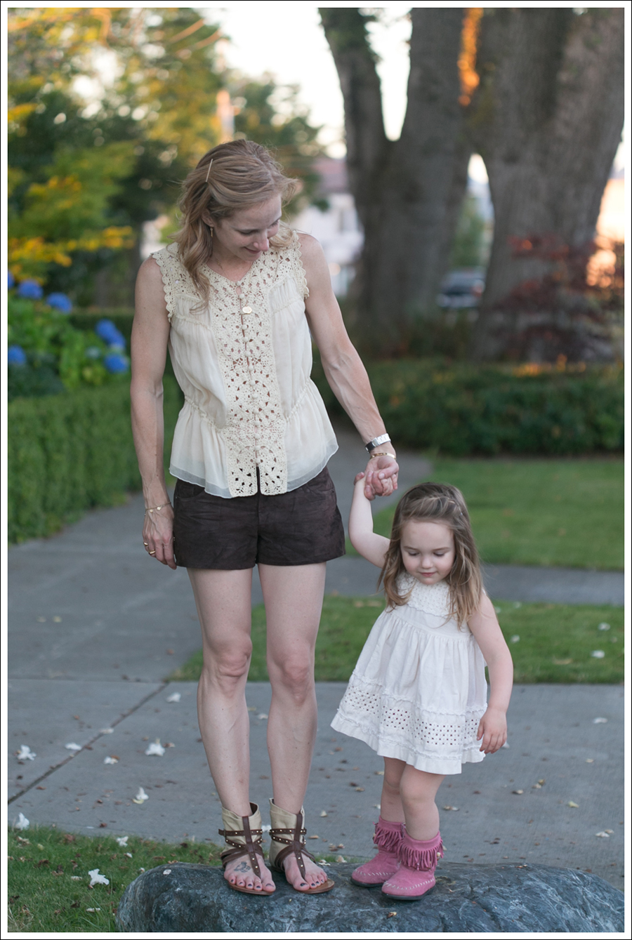 Blog BCBGMaxAzria Silk Top Blank NYC Leather Suede Shorts Steve Madden Ash Sandals-14