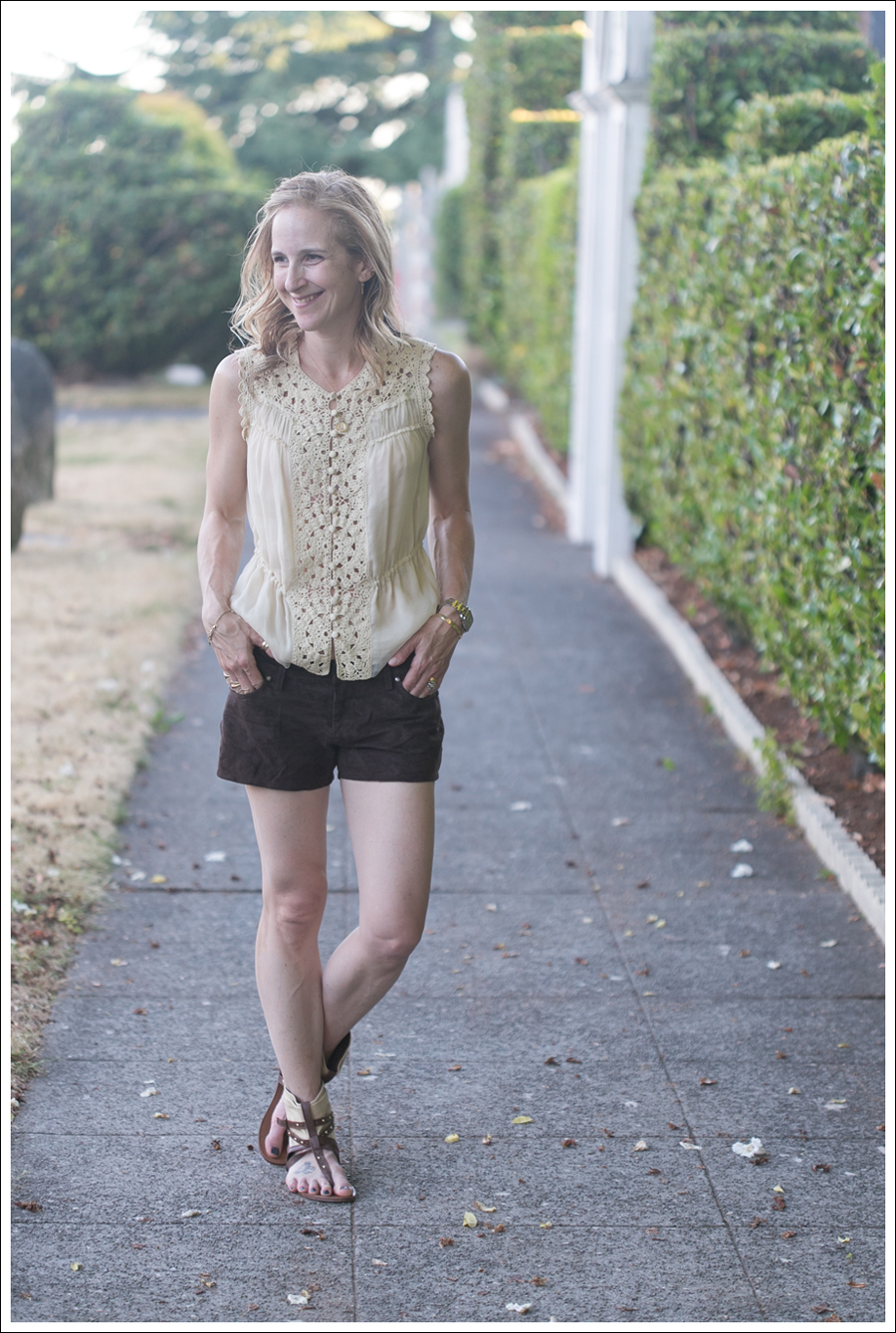 Blog BCBGMaxAzria Silk Top Blank NYC Leather Suede Shorts Steve Madden Ash Sandals-20