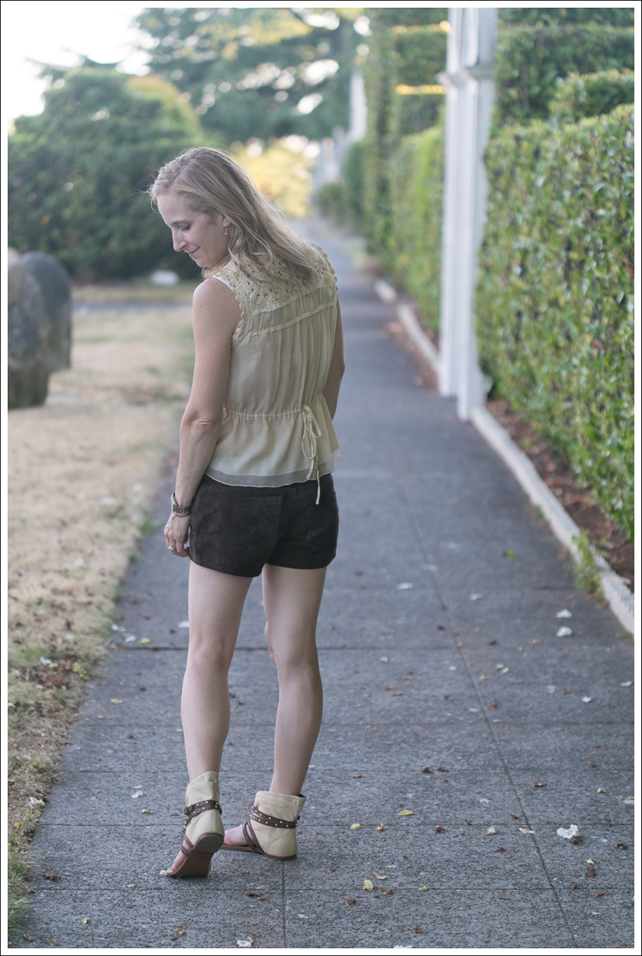 Blog BCBGMaxAzria Silk Top Blank NYC Leather Suede Shorts Steve Madden Ash Sandals-22
