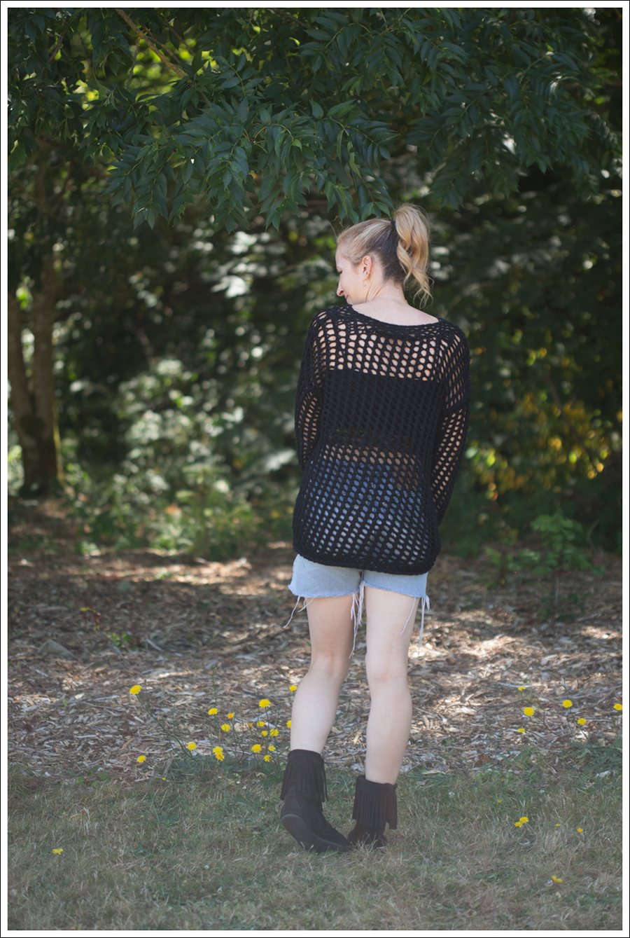 Blog Joie Loose Knit Sweater Vintage Levis 501 Cut Offs Fringe Suede Booties-3