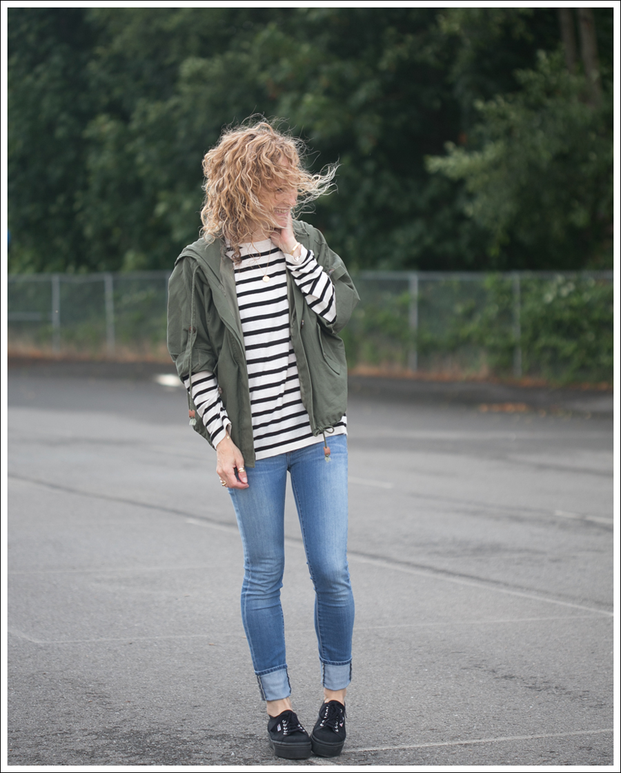 Blog StyleMint Parka HM Striped Sweater Genetic Denim the Shane Black Linea Superga-1