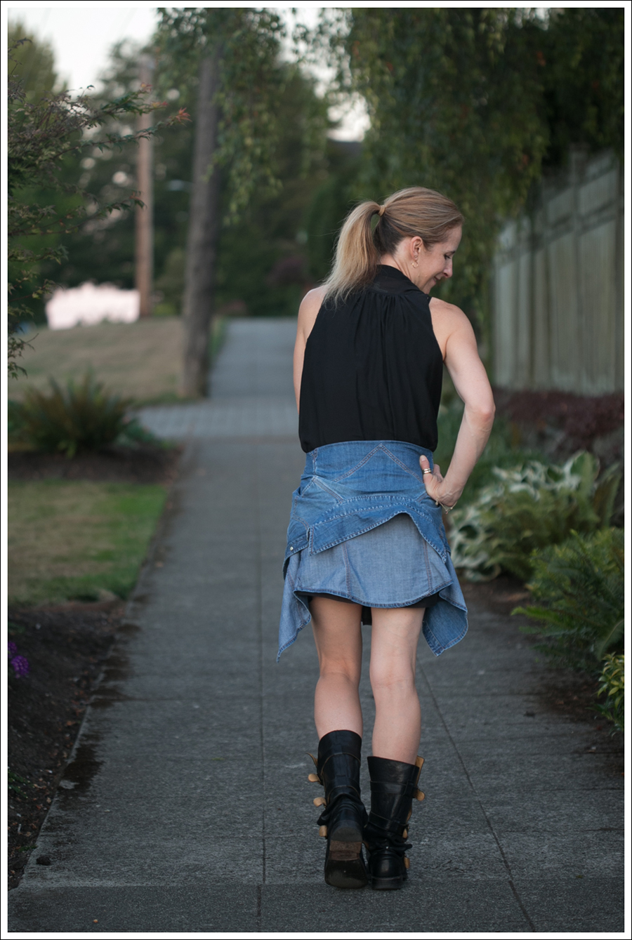 Blog Twenty8Twelve Black Dress Gap Denim Shirt Fiorentin and Baker Boots-2