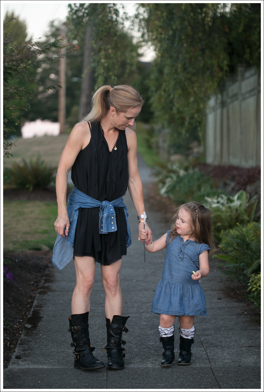 Blog Twenty8Twelve Black Dress Gap Denim Shirt Fiorentin and Baker Boots-3