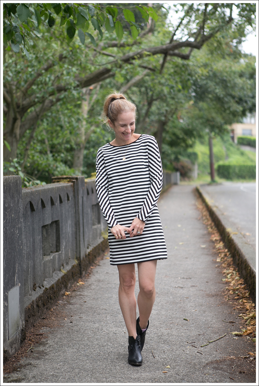 Blog Silence and Noise striped Dress SixtySeven Booties-1