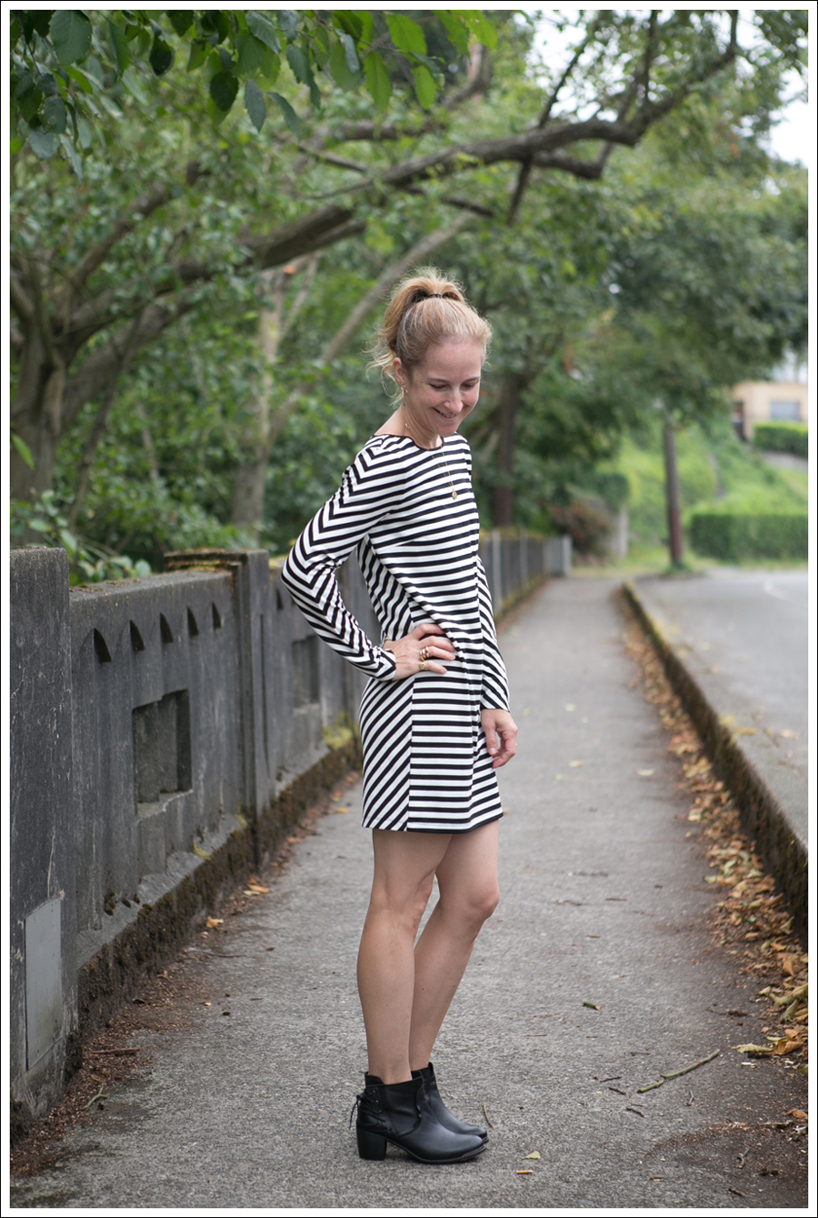 Blog Silence and Noise striped Dress SixtySeven Booties-3