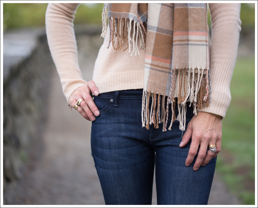 1 Blog Vintage Brown Plaid Scarf Autumn Cashmere Sweater DL1961 Emma Bloom Sam Edelman Petty Suede Booties-3