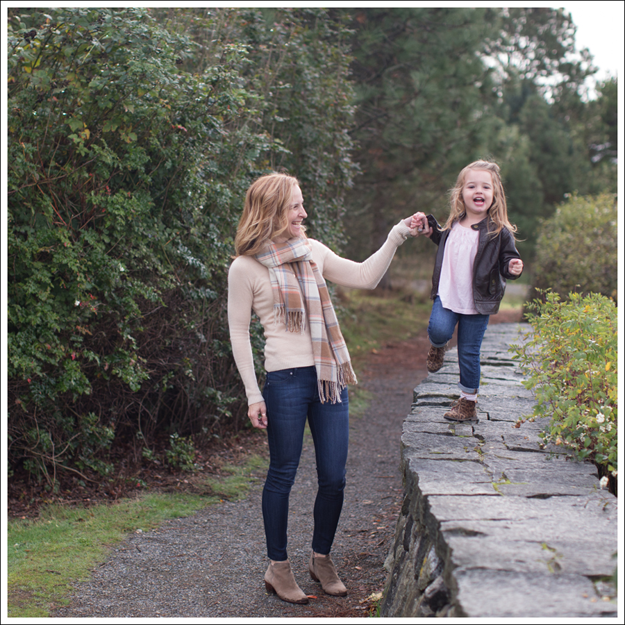 2 Vintage Brown Plaid Scarf Autumn Cashmere Sweater DL1961 Emma Bloom Sam Edelman Petty Suede Booties-1