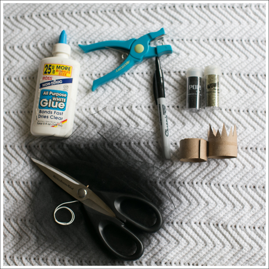 Blog DIY Toilet Paper Glitter Crown with Tulle-2