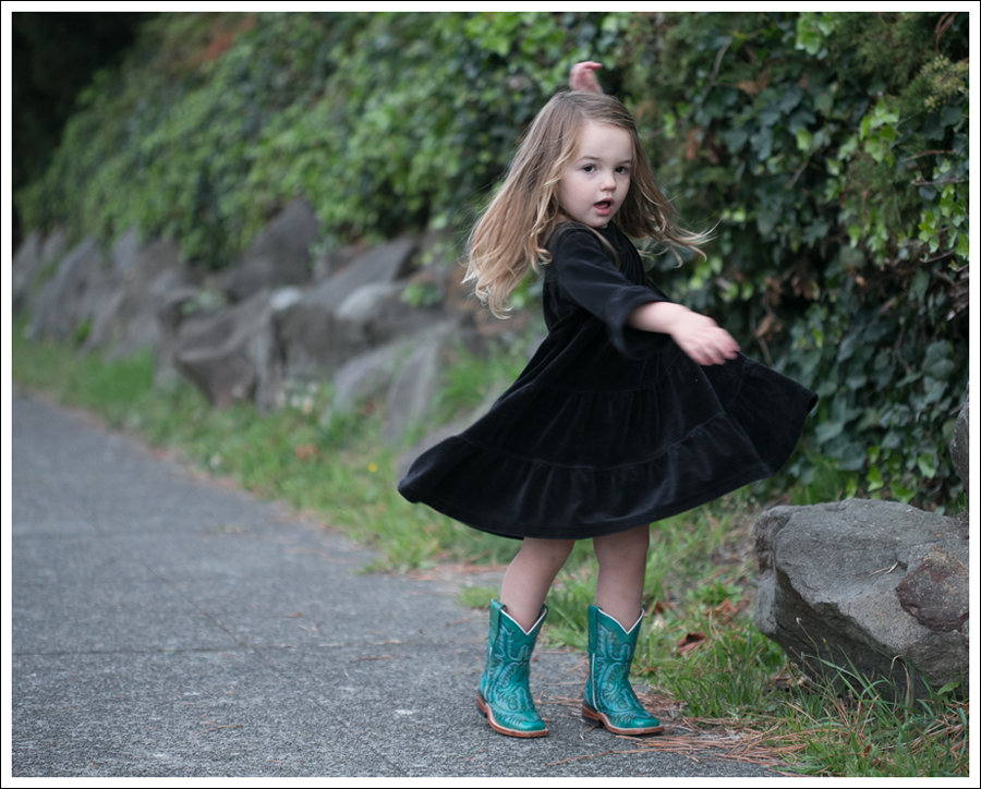 Blog Hanna Andersson Black Velour Twirl Dress Corral Teal Cowboy Boots-2