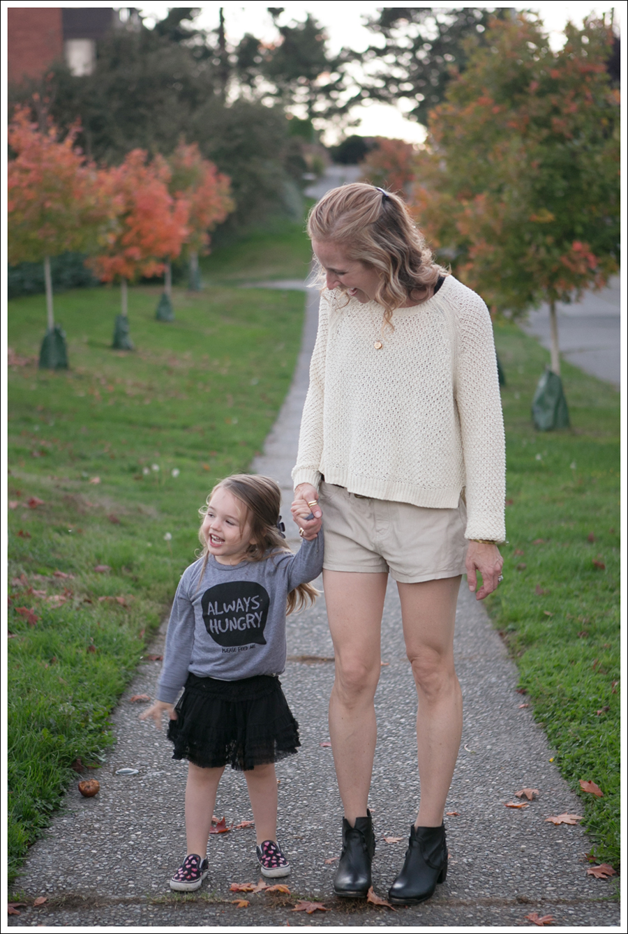 Blog HM Cream Sweater Current Elliott Boyfriend Leather Shorts SixtySeven Blake Bootie-5