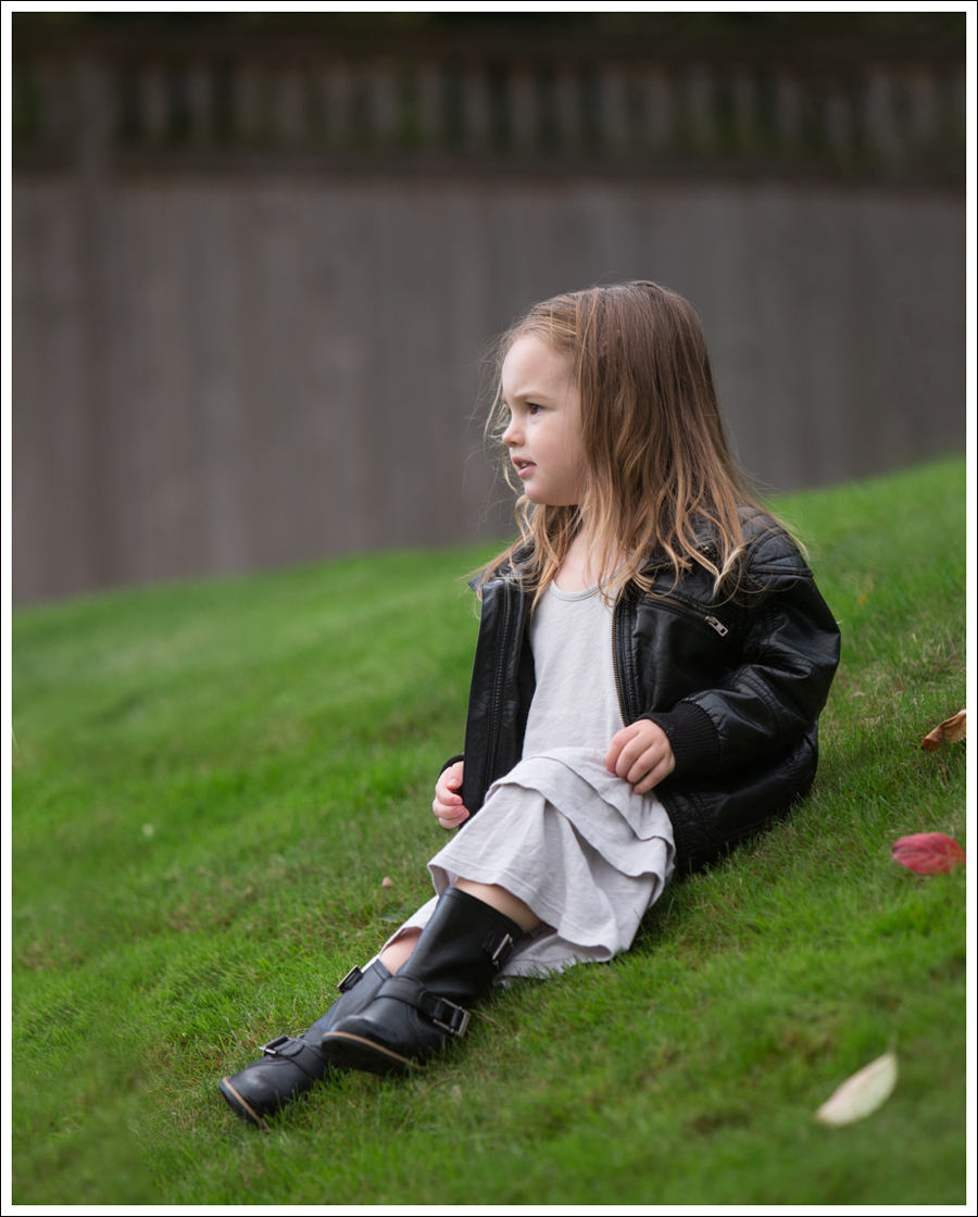 Blog HM Faux Leather Jacket Gap Gray Flamenco Dress Xhiliration Moto Boots-1