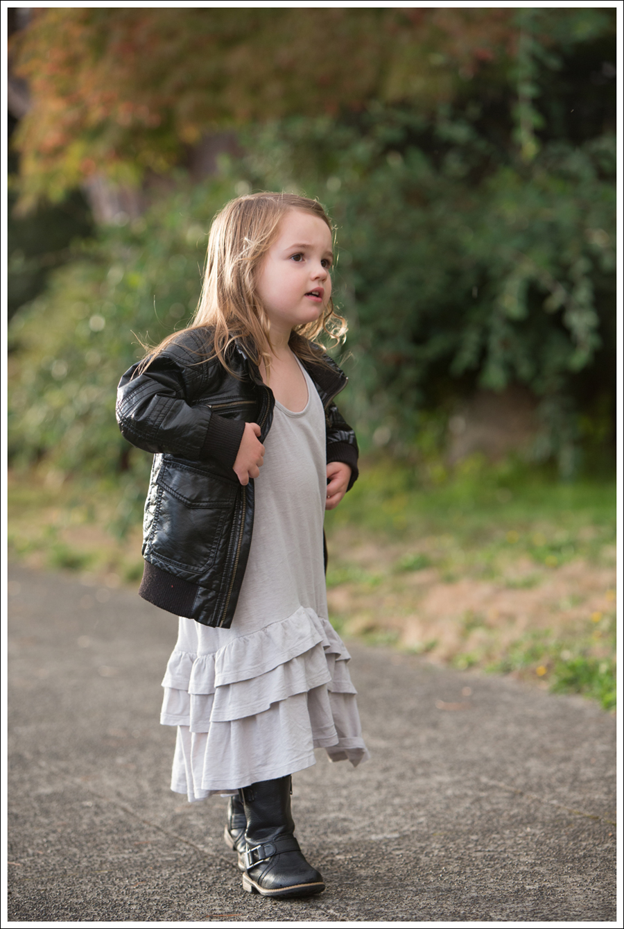 Blog HM Faux Leather Jacket Gap Gray Flamenco Dress Xhiliration Moto Boots-4