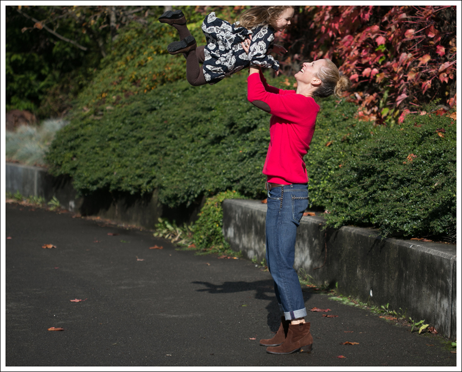 Blog StyleMint Green Parka Red Joie Cashmere Sweater with Elbow Patches Rich and Skinny Studded boyfriend jeans Nine West Brown Suede Booties-25