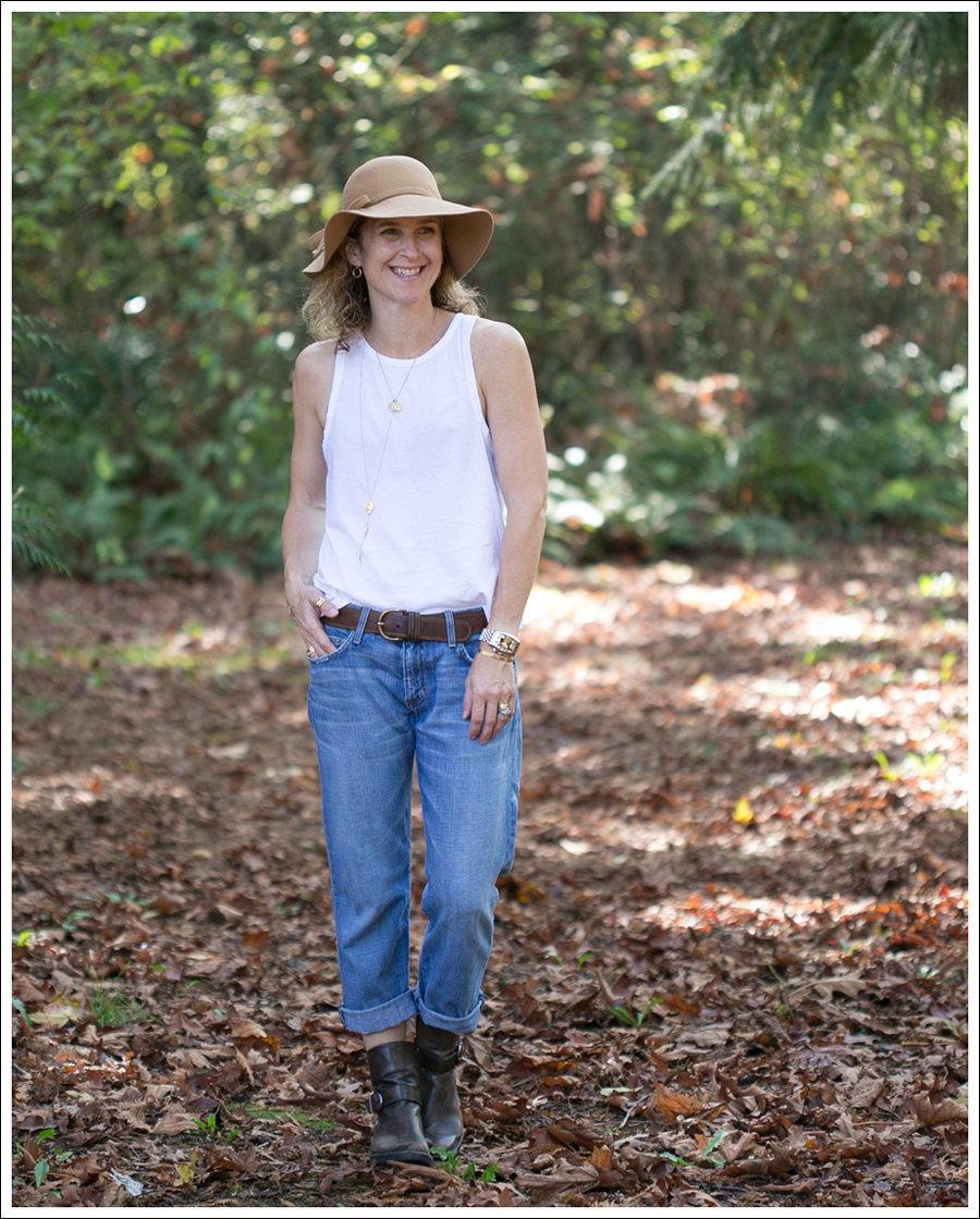 Blog Vintage Wool Hat Zara Tank Current Elliott Boyfriend Jeans Cafe Noir Booties-1