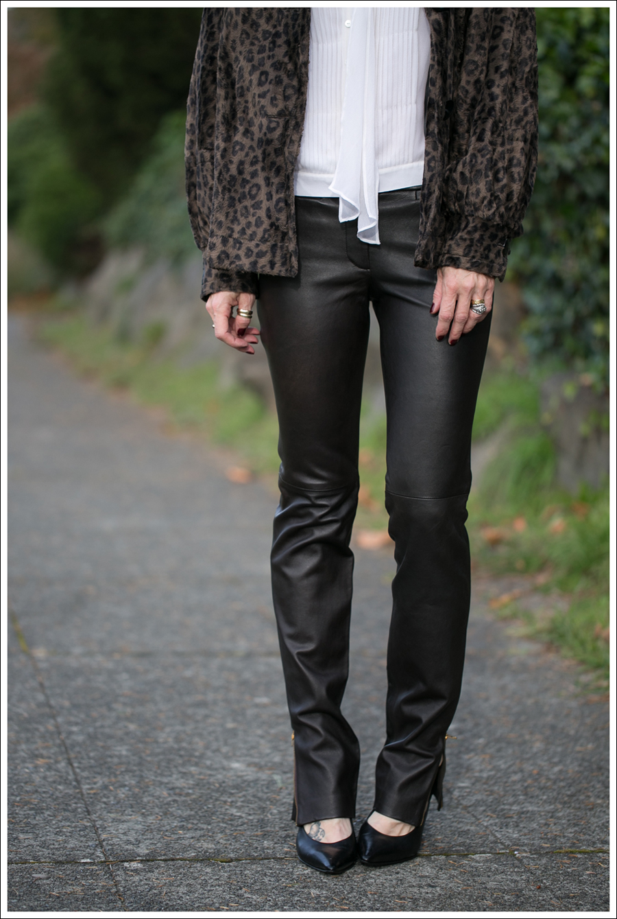 blog Charles Gray Leopard Jacket Vince Blouse Milly Leather Ankle Zip Pants Via Spiga Pumps-2