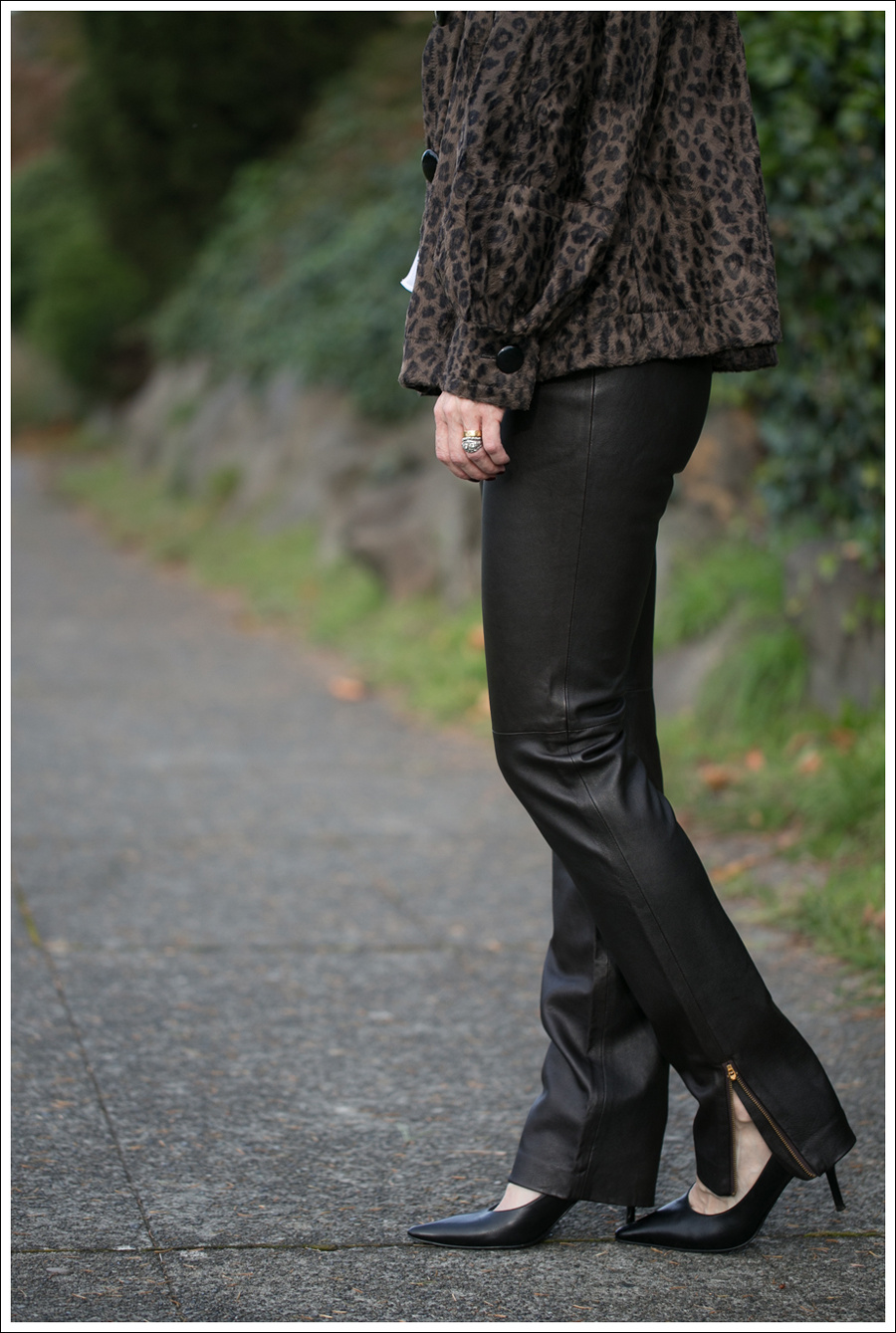 blog Charles Gray Leopard Jacket Vince Blouse Milly Leather Ankle Zip Pants Via Spiga Pumps-3