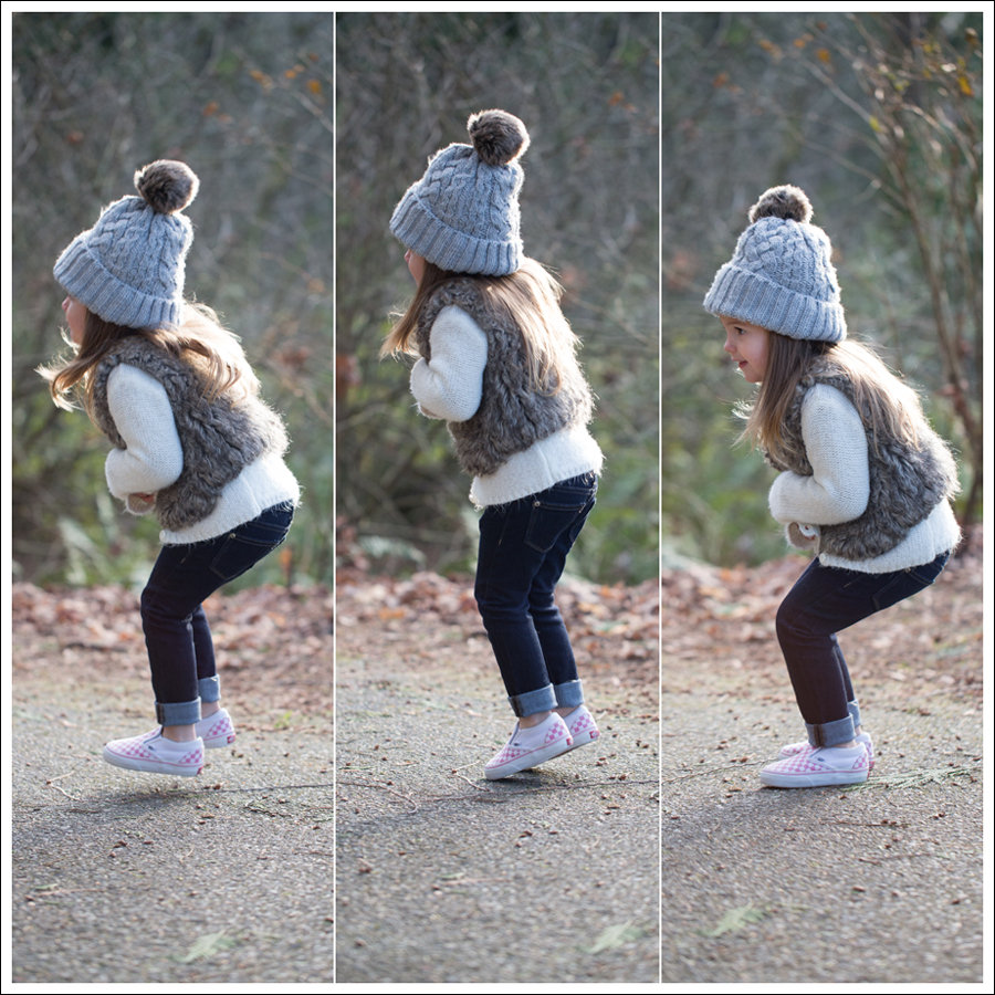 Blog HM Hat Old Navy faux fur vest cardigan Little Boogaweezin DL1961 Chloe Rafaeli Pink Checked Vans-4
