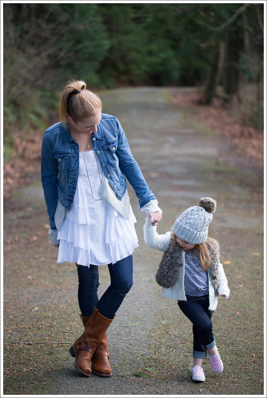 Blog Levis Jacket Inhabit Cashmere Cardigan Free People Sunbeams Dress DL1961 Emma Bloom Frye Harness Boots-10