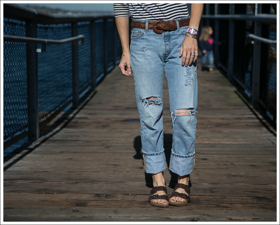 Blog Zara Stiped Crop Top Vintage DIY Destroyed Levis Birkenstocks-1