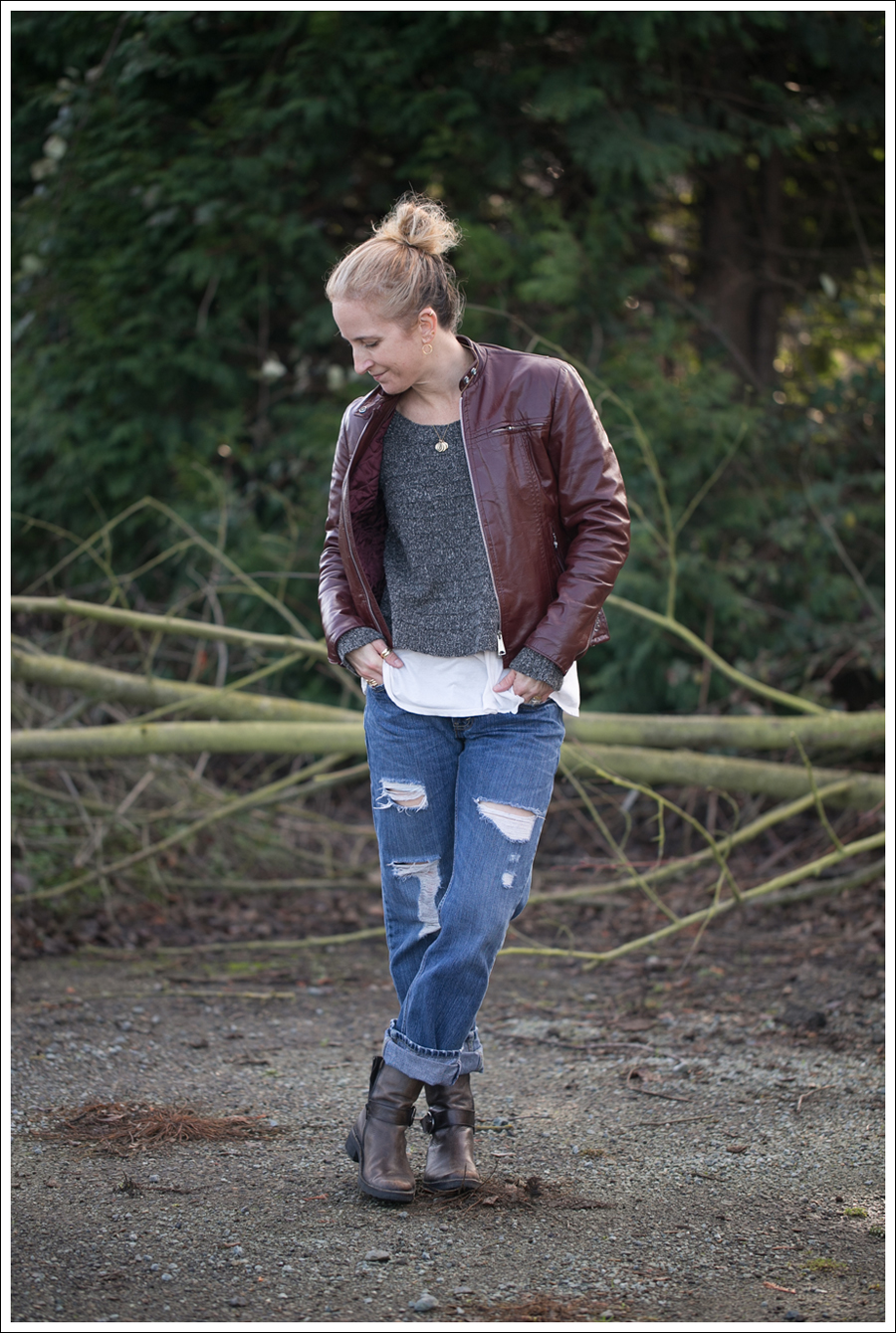 Blog Vintage leather Jacket StyleMint Carrington Sweater Destroyed Levis 514 Cafe Noire Boots-1