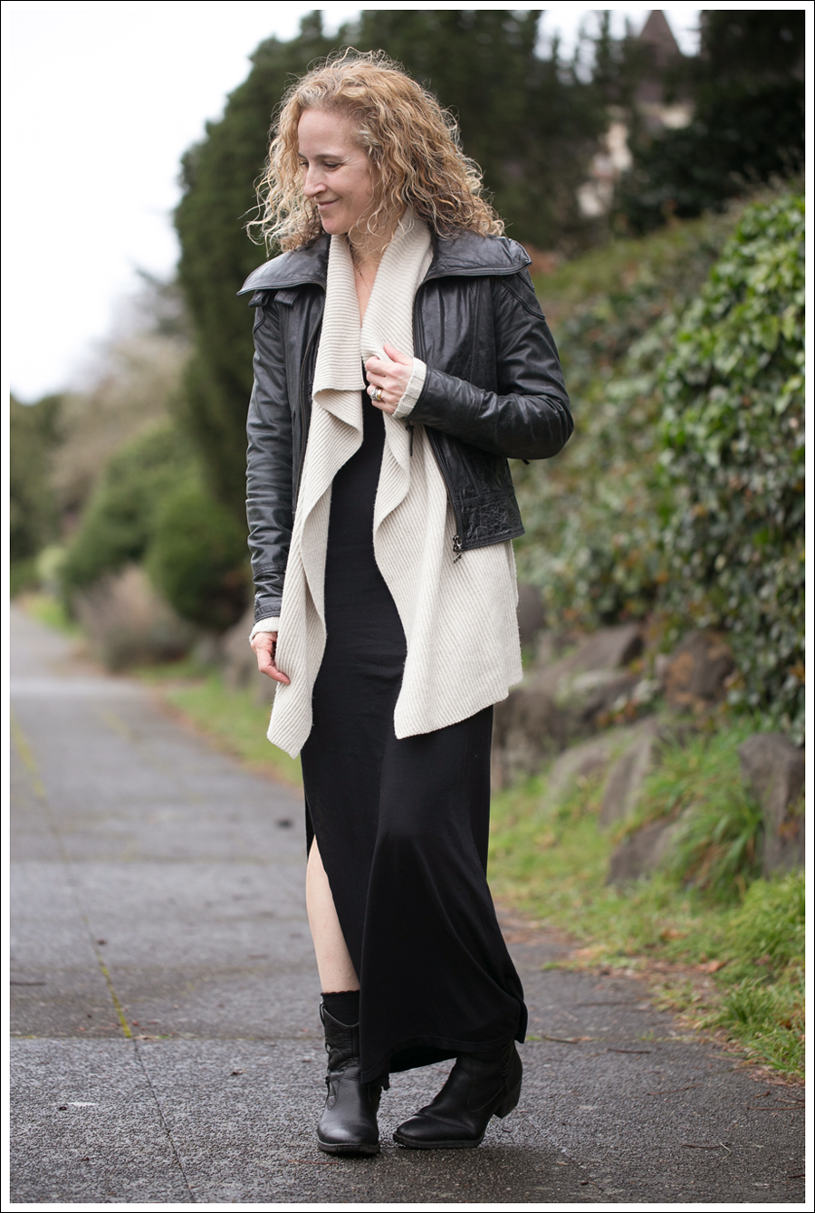Blog Doma Leather Jacket Vince Drape Front Cardigan StyleMint Eva Maxi Dress Born Booties-1