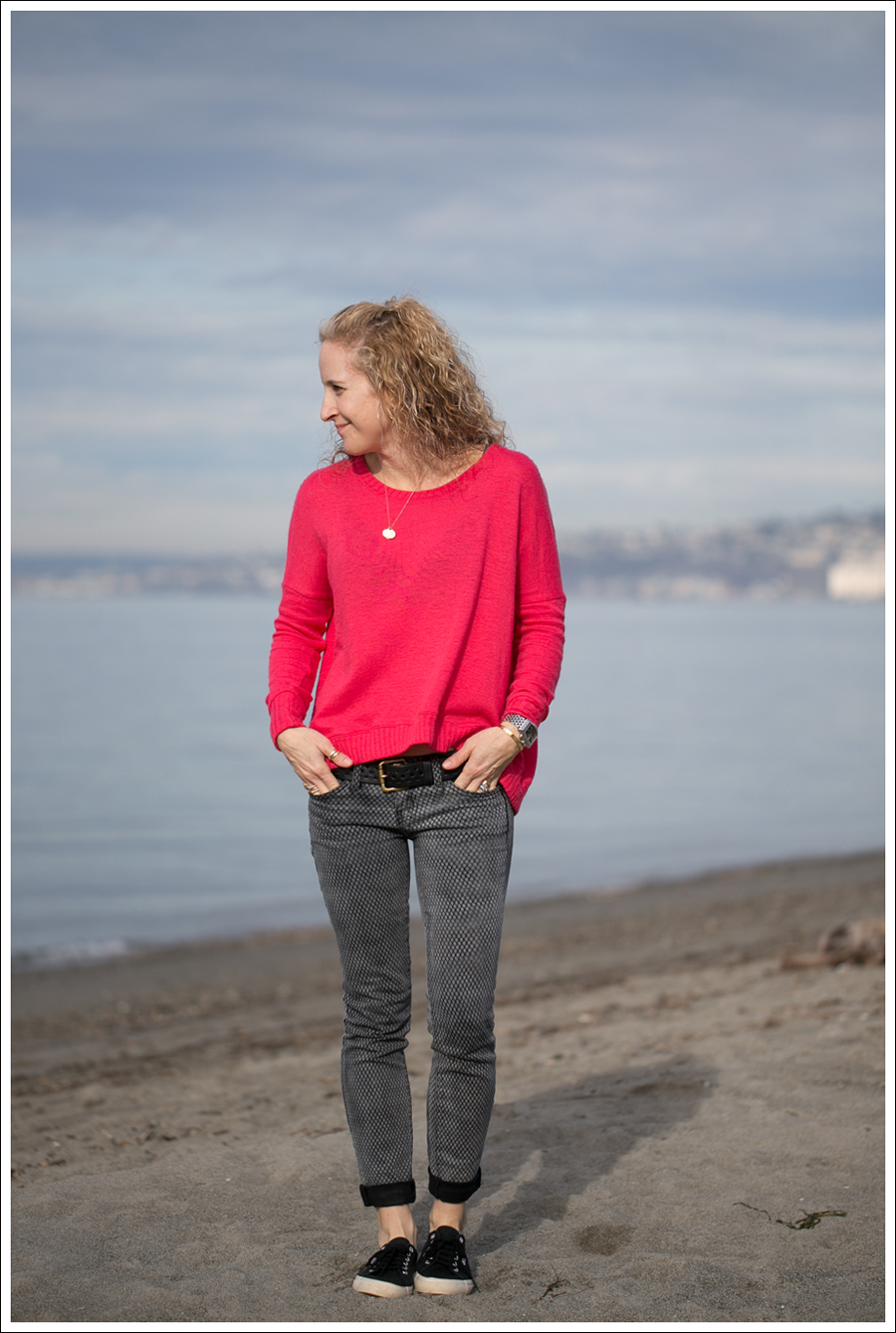 Blog Heather Red Zip Back Sweater Current Elliott Mesh Print Ankle Skinny Black Superga-1